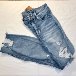 Sz 6L AE High Rise Destroyed Jeans Jeggings